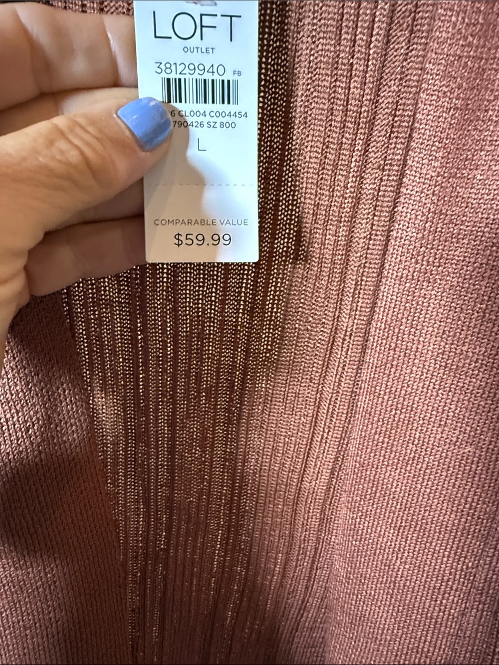 LOFT Open-Front Ribbed Cardigan - Rusty Brown - Picture 2 of 5